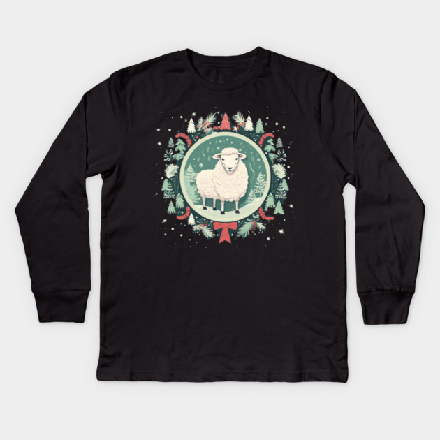 Sheep in Ornament, Love Farm Animals Kids Long Sleeve T-Shirt by logiamerch