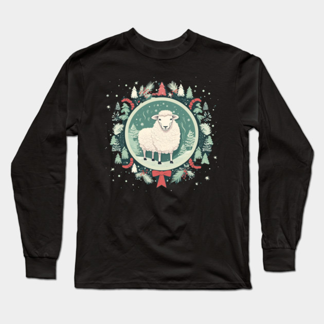 Sheep in Ornament, Love Farm Animals Long Sleeve T-Shirt by logiamerch