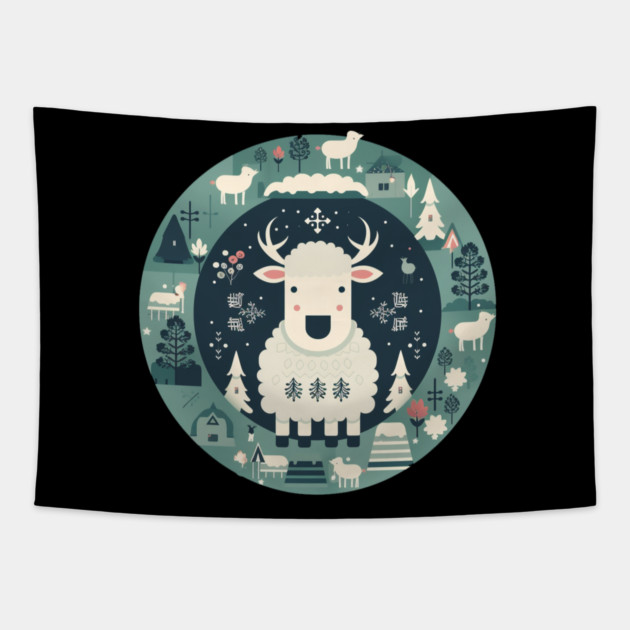 Sheep in Ornament, Love Farm Animals Tapestry by logiamerch