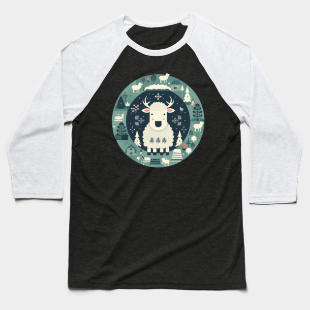 Sheep in Ornament, Love Farm Animals Baseball T-Shirt by logiamerch