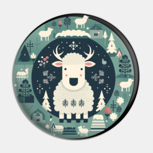 Sheep in Ornament, Love Farm Animals Pin