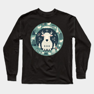 Sheep in Ornament, Love Farm Animals Long Sleeve T-Shirt