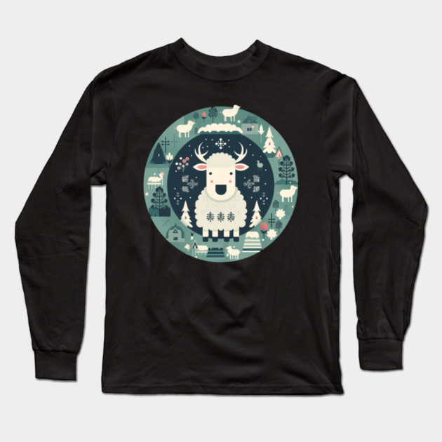 Sheep in Ornament, Love Farm Animals Long Sleeve T-Shirt by logiamerch