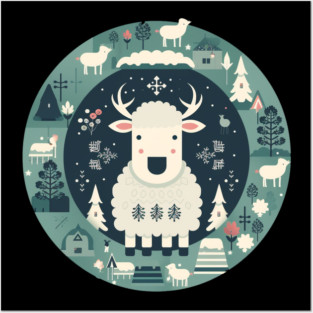 Sheep in Ornament, Love Farm Animals Posters and Art