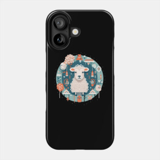 Sheep in Ornament, Love Farm Animals Phone Case