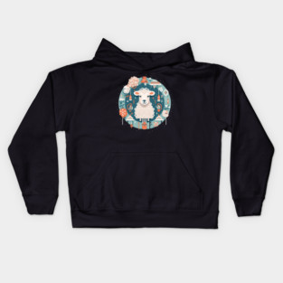 Sheep in Ornament, Love Farm Animals Kids Hoodie