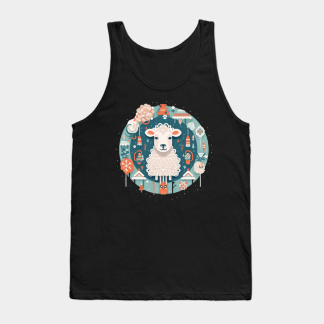 Sheep in Ornament, Love Farm Animals Tank Top by logiamerch