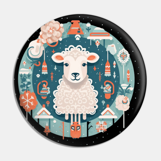 Sheep in Ornament, Love Farm Animals Pin by logiamerch