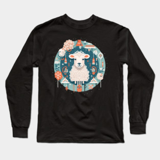 Sheep in Ornament, Love Farm Animals Long Sleeve T-Shirt