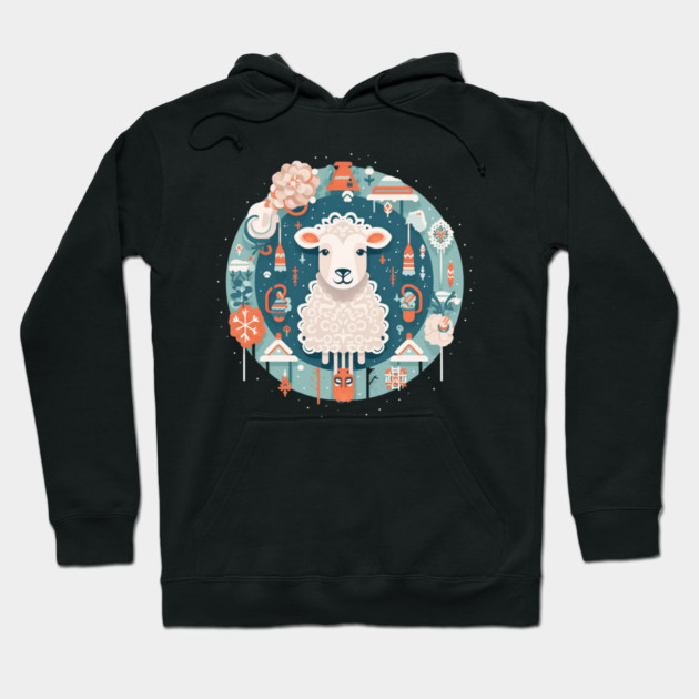 Sheep in Ornament, Love Farm Animals Hoodie by logiamerch