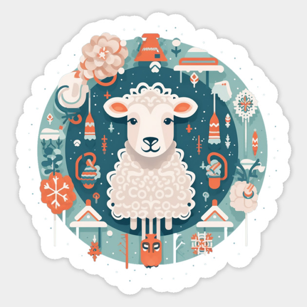 Sheep in Ornament, Love Farm Animals Sticker by logiamerch