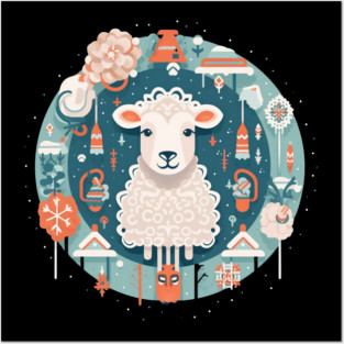 Sheep in Ornament, Love Farm Animals Posters and Art