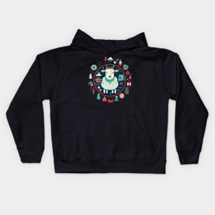 Sheep in Ornament, Love Farm Animals Kids Hoodie