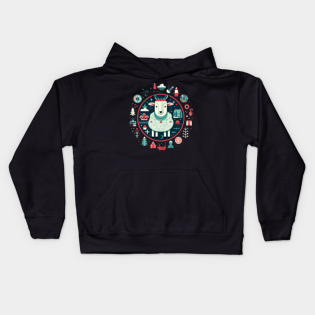 Sheep in Ornament, Love Farm Animals Kids Hoodie by logiamerch