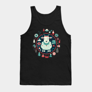 Sheep in Ornament, Love Farm Animals Tank Top