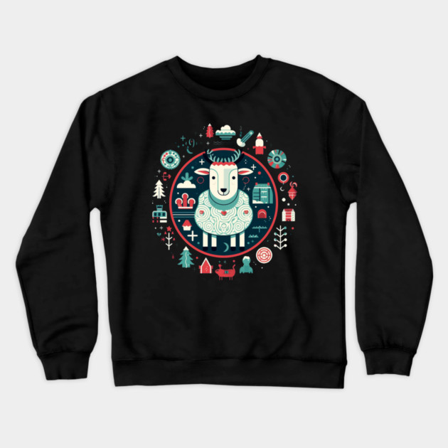 Sheep in Ornament, Love Farm Animals Crewneck Sweatshirt by logiamerch