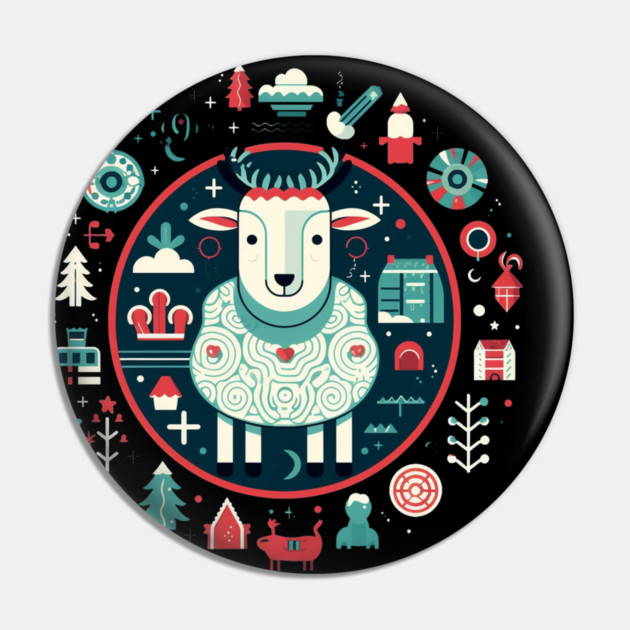 Sheep in Ornament, Love Farm Animals Pin by logiamerch