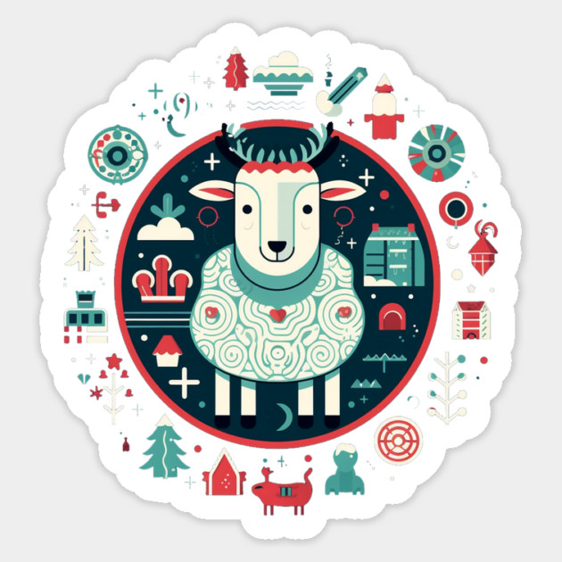 Sheep in Ornament, Love Farm Animals Sticker by logiamerch