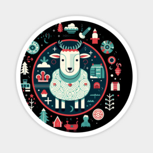 Sheep in Ornament, Love Farm Animals Magnet