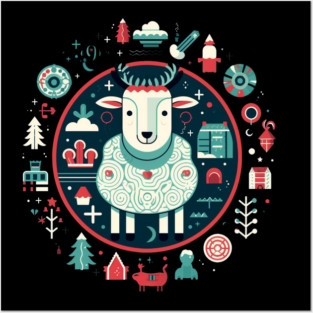 Sheep in Ornament, Love Farm Animals Posters and Art