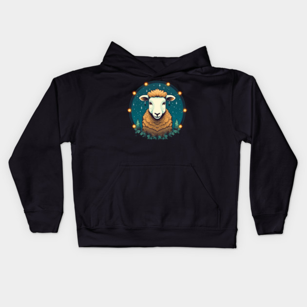 Sheep in Ornament, Love Farm Animals Kids Hoodie by logiamerch