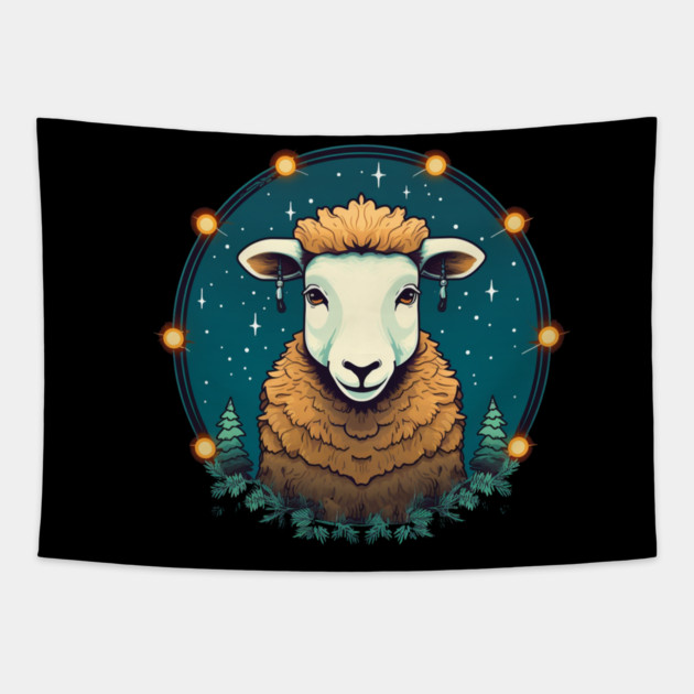 Sheep in Ornament, Love Farm Animals Tapestry by logiamerch