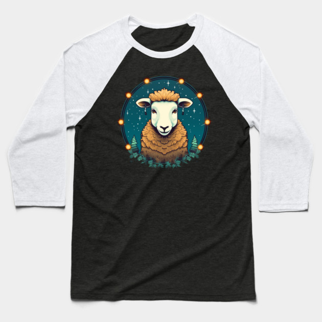 Sheep in Ornament, Love Farm Animals Baseball T-Shirt by logiamerch