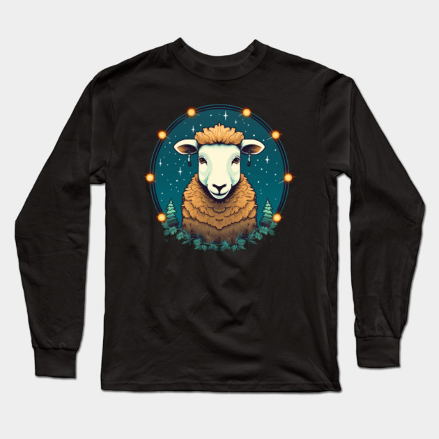 Sheep in Ornament, Love Farm Animals Long Sleeve T-Shirt by logiamerch