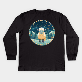 Sheep in Ornament, Love Farm Animals Kids Long Sleeve T-Shirt