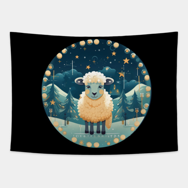 Sheep in Ornament, Love Farm Animals Tapestry by logiamerch