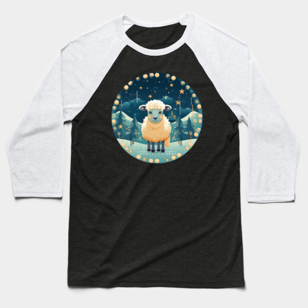 Sheep in Ornament, Love Farm Animals Baseball T-Shirt by logiamerch