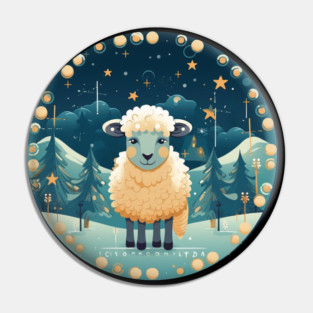 Sheep in Ornament, Love Farm Animals Pin