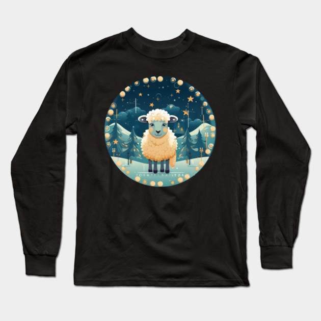 Sheep in Ornament, Love Farm Animals Long Sleeve T-Shirt by logiamerch