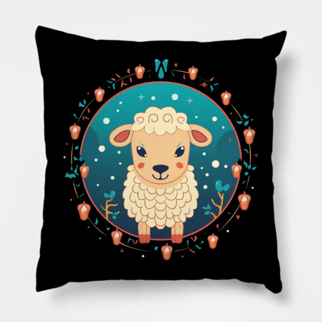 Sheep in Ornament, Love Farm Animals Pillow by logiamerch