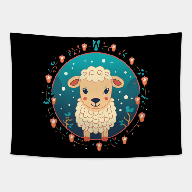 Sheep in Ornament, Love Farm Animals Tapestry by logiamerch