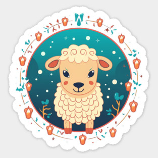 Sheep in Ornament, Love Farm Animals Sticker