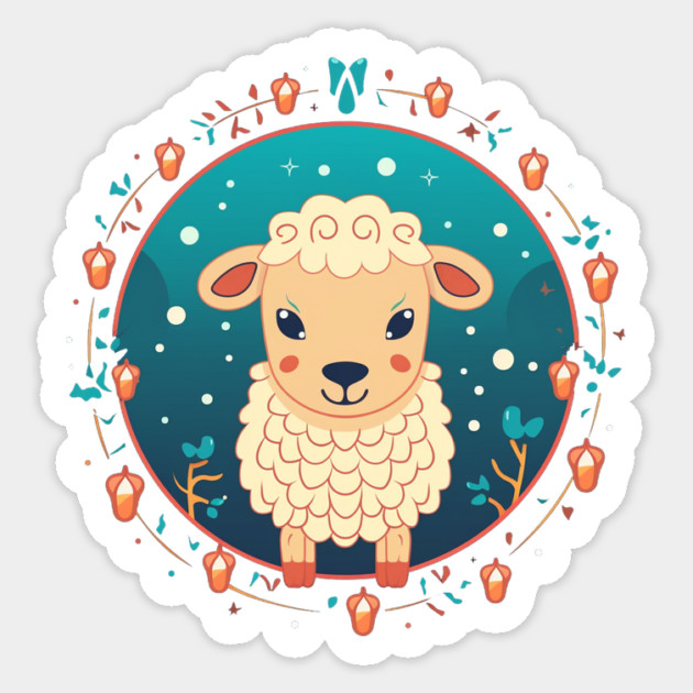 Sheep in Ornament, Love Farm Animals Sticker by logiamerch