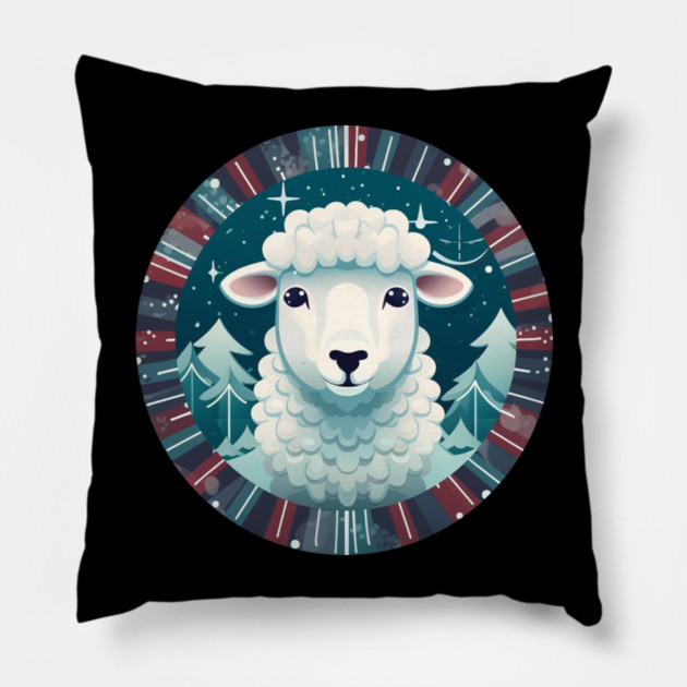Sheep in Ornament, Love Farm Animals Pillow by logiamerch