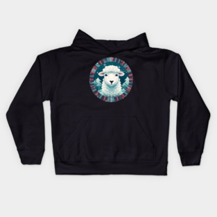 Sheep in Ornament, Love Farm Animals Kids Hoodie