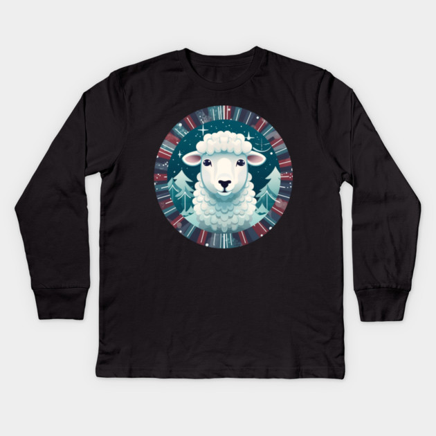 Sheep in Ornament, Love Farm Animals Kids Long Sleeve T-Shirt by logiamerch