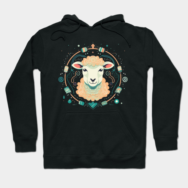 Sheep in Ornament, Love Farm Animals Hoodie by logiamerch