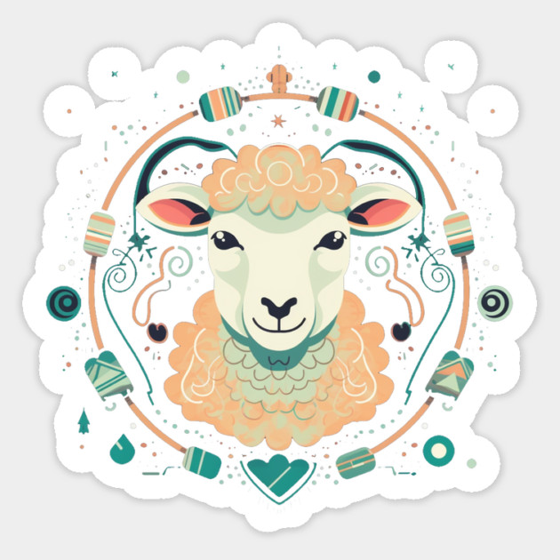 Sheep in Ornament, Love Farm Animals Sticker by logiamerch