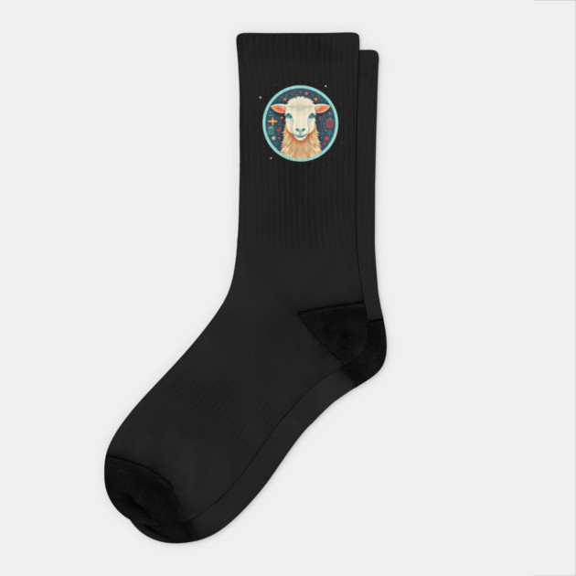 Sheep in Ornament, Love Farm Animals Socks by logiamerch