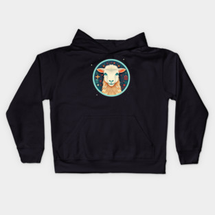 Sheep in Ornament, Love Farm Animals Kids Hoodie