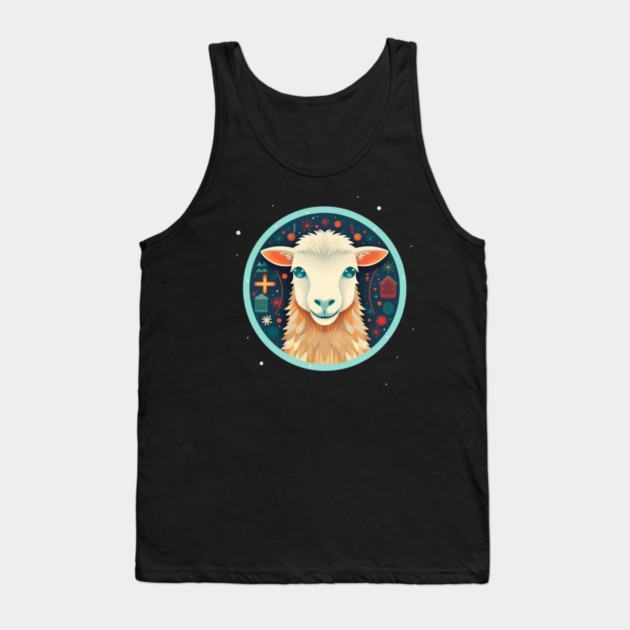Sheep in Ornament, Love Farm Animals Tank Top by logiamerch