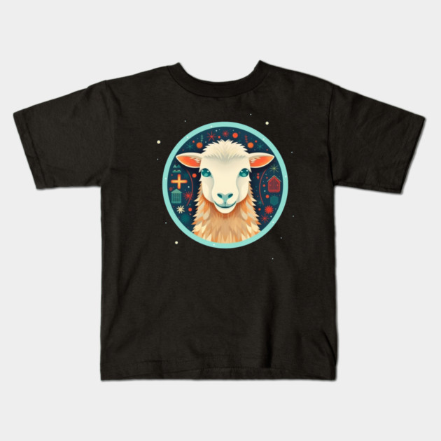 Sheep in Ornament, Love Farm Animals Kids T-Shirt by logiamerch