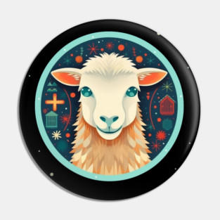 Sheep in Ornament, Love Farm Animals Pin