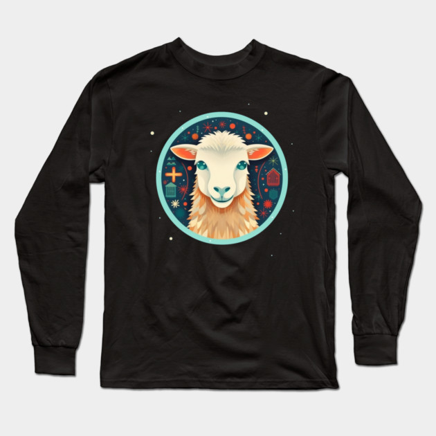 Sheep in Ornament, Love Farm Animals Long Sleeve T-Shirt by logiamerch