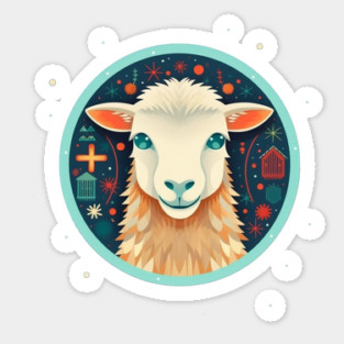 Sheep in Ornament, Love Farm Animals Sticker