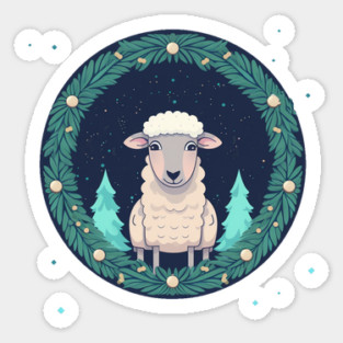 Sheep in Ornament, Love Farm Animals Sticker